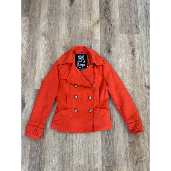 Millard Fillmore Jackets & Blazers - Millard Fillmore Double Breasted Pea Coat Jacket Womens M Orange Military Preppy
